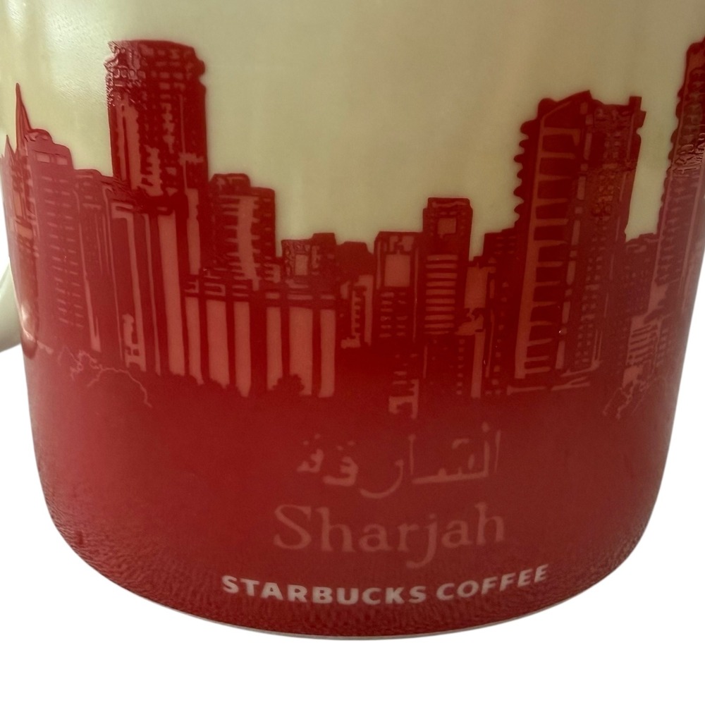 Starbucks‎ Sharjah Rare Global Icon Series Coffee Mug Red Cream UAE 16oz 2011 - Picture 3 of 7